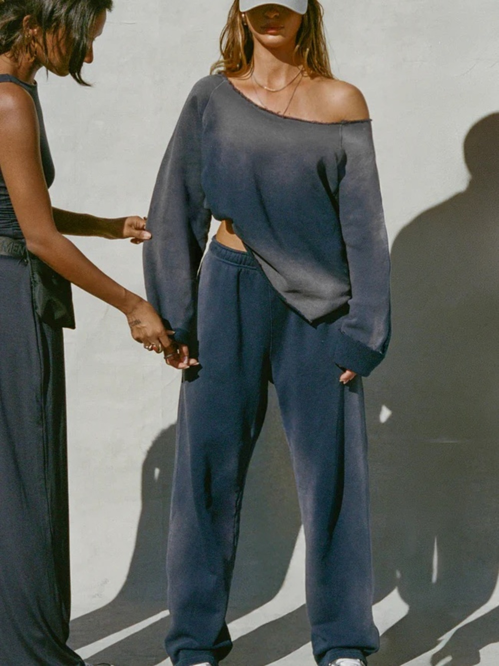 Joah Brown Oversized Straight Leg Joggers in Heritage Washed Navy
